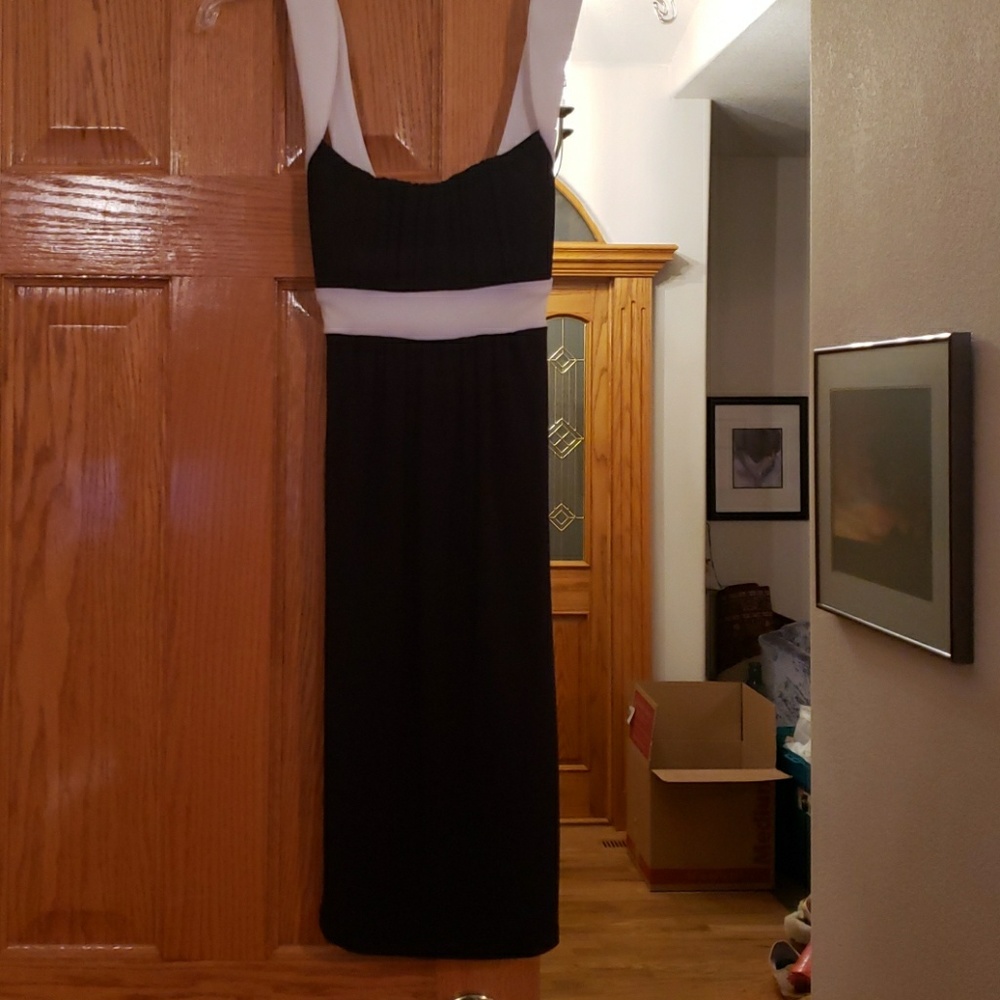 Black dress with white detail